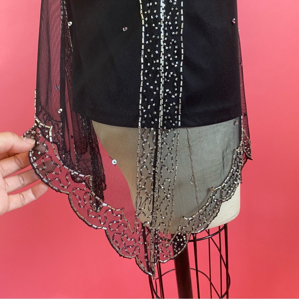 *NWT Vintage 90s/Y2K FairyCore GothLite Embellished Flutter Sleeve Mesh Blouse L - Picture 14 of 17